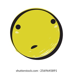 Abstract yellow face design with bold black outlines and uneven details on a white background. Creative and playful concept. Vector illustration