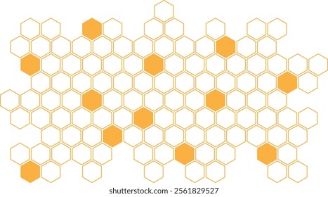  abstract yellow fill and outline honeycomb pattern vector graphic.