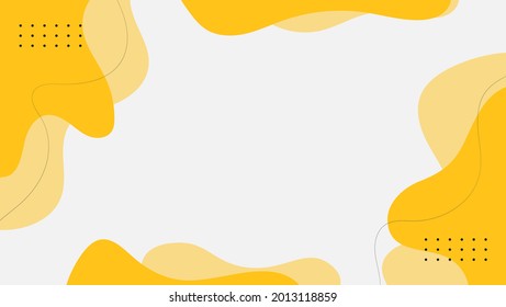 Abstract Yellow Flat Liquid Shapes In White Background. Good For Banner, Frame Or Presentation.