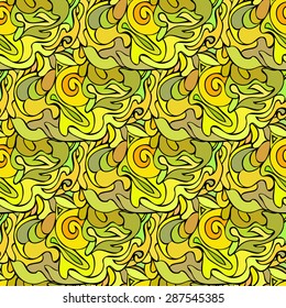 Abstract yellow floral seamless pattern. Vector illustration