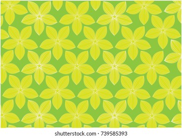 Abstract yellow flower on green background pattern.- illustration, vector, wallpaper, plant, nature, line