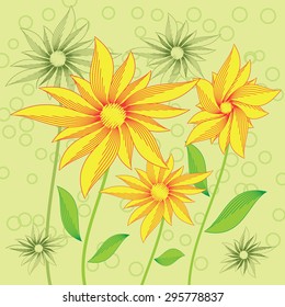 abstract yellow flowers background vector illustration