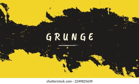 Abstract Yellow Frame In Black Grunge Texture Background