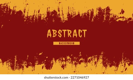 Abstract Yellow Frame Grunge Texture In Red Background