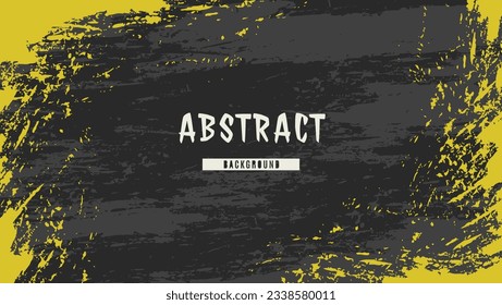 Abstract Yellow Frame Grunge Texture In Black Background