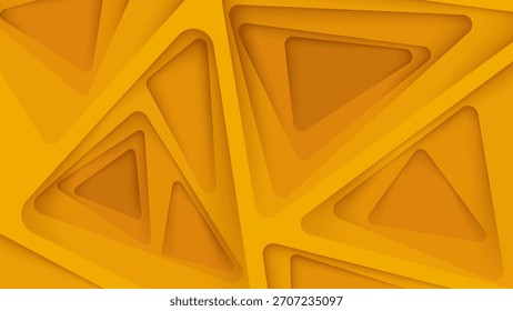 Abstract yellow geometric background with 3D triangular shapes