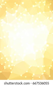 Abstract yellow geometric background consisting of colored triangles with lights in corners. Vertical format.