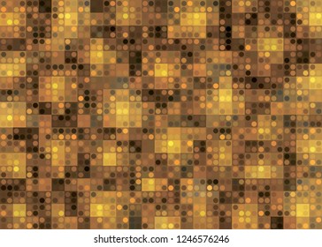 Abstract yellow geometric background with squares and circles, golden pattern. Vector illustration of EPS10