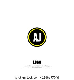 abstract yellow geometric elegant circle AJ logo letters design concept