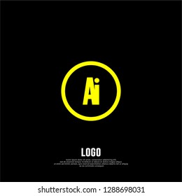 abstract yellow geometric elegant circle Ai logo letters design concept
