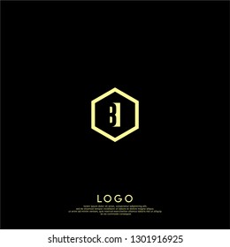 abstract yellow geometric elegant hexagon BI logo letters design concept in shadow shape