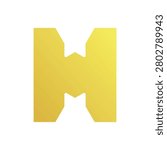 Abstract Yellow Geometric Letter H Symbol Isolated on White Background Vector Illustration