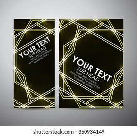 Abstract yellow geometric shining pattern. Brochure business design template or roll up. Vector illustration
