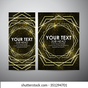 Abstract yellow geometric shining pattern. Brochure business design template or roll up. Vector illustration