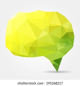 Abstract yellow geometric speech bubble with triangular polygons