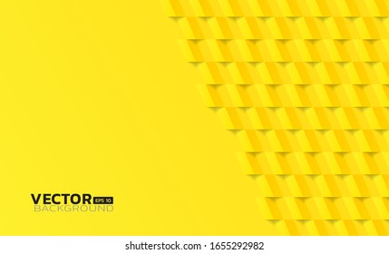 Abstract yellow geometric texture background, Modern square design, 3d paper art style, Vector illustration