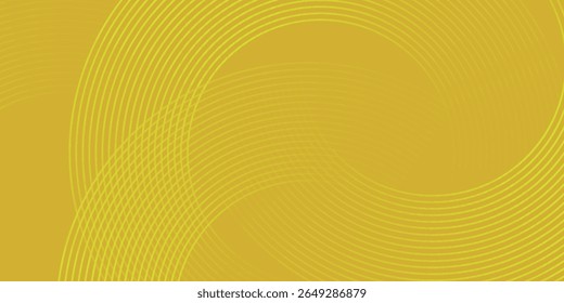 Abstractas líneas geométricas brillantes amarillas sobre fondo amarillo. Patrón de líneas de círculo pastel brillante moderno. Concepto de tecnología futurista. Ilustración vectorial