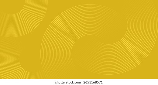 Abstract yellow glowing geometric lines on yellow background. Modern shiny pastel circle lines pattern. Futuristic technology concept. vector illustration, suit for cover.