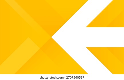 Plano de Fundo Abstrato Amarelo e Dourado com Seta Grande Branca para a Esquerda. Ilustração vetorial.