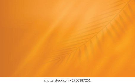 Abstract yellow or gold background with soft tropical leaf shadows and gentle light reflections. Display pedestal mockup minimal scene empty stage for presentation product, stand, showcase, exhibition
