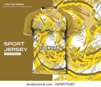 abstract yellow gold grunge t shirt mockup sport jersey design for football soccer, racing, e sports, running design kit