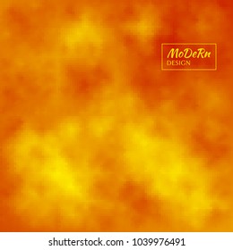 Abstract yellow gold and red clouds or fire flames with blurred effect. Colorful bright neon vector background. Digital art in mosaic style 