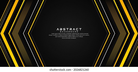 Abstract yellow gradient arrow creative design on black background. Modern simple arrow lines vector elements. Futuristic technology graphic concept with space for text. Vector illustration