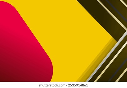 Abstrakter gelber Farbverlauf-Hintergrund mit diagonalen Linien und Formen in Farbe. Vektorgrafik.