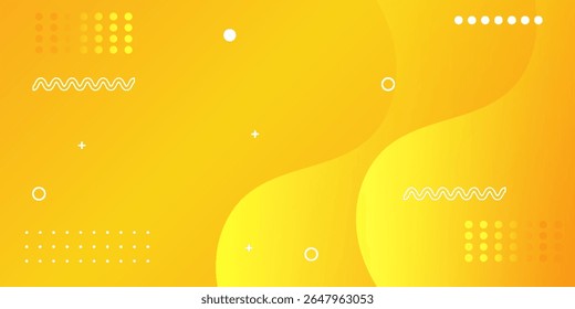 Abstract Yellow Gradient Background with Geometric Memphis Style Elements