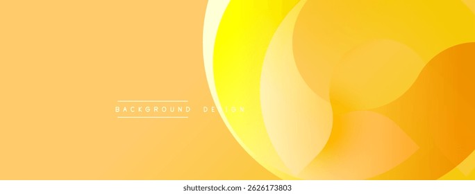 Abstract yellow gradient background. Overlapping shapes create dynamic visual effect. Minimalist design suitable for digital projects.