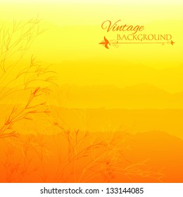 Abstract yellow gradient background with vintage stripes