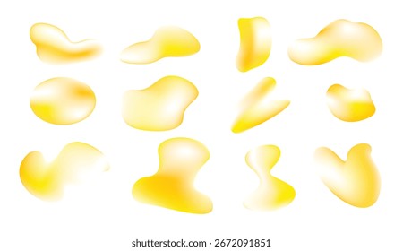 Abstract Yellow Gradient Blob Shapes Vector Set | Fluid Organic Liquid Elements