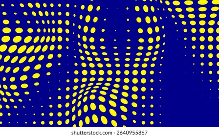 Abstract Yellow Gradient Dot Pattern on Deep Blue Backdrop � Mesmerizing Visual Design for Modern Projects and Artistic Backgrounds with Digital Innovation Concept