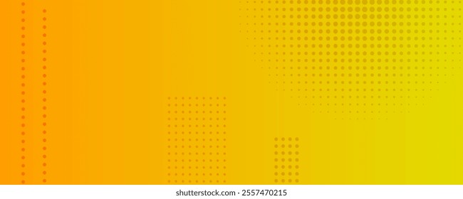 Abstract yellow gradient geometric background with dots. Header banner. Bright abstract presentation backdrop. Vector illustration