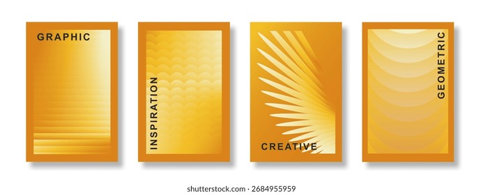 Abstract yellow gradient poster background set. Minimalist cover template with simple design. Suitable for banner, flyer, autumn season card, ads and social media. Vector illustration