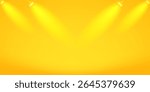 Abstract yellow gradient studio background. Empty room with light shining on the walls and floor.