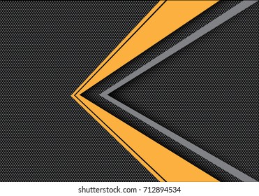 Abstract yellow gray arrow on black circle mesh design modern futuristic background vector illustration.