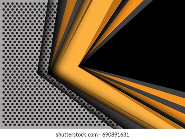 Abstract yellow gray black arrow and circle mesh pattern design modern futuristic creative background vector illustration.