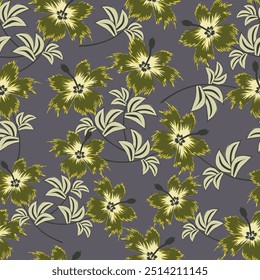 abstract yellow and gray blooming flower arrangement with black background vector illustration all-over textile design digital image