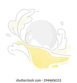 Abstract yellow gray fluid shape background. Eco textured design backdrop. Plant minimal art style. Modern graphic element isolated on white. Circle flat vector illustration. Fresh decorative concept.