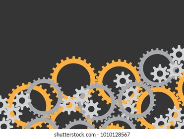Abstract yellow gray gears overlap with blank space design modern industrial background vector illustration.