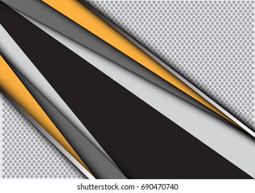 Abstract yellow gray line with black overlap on circle mesh pattern design modern futuristic creative background vector illustration.