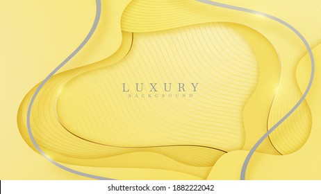 Abstract yellow and gray luxury background with golden line , paper cut style 3d , Color of the year 2021concept. vector illustration.