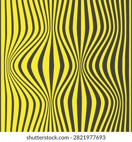 Abstract yellow and greay colour seamless halftone thik to thin wave distorted line pattern used for as background. Vector illustration.