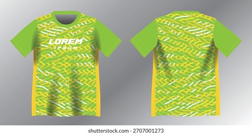 Modelo amarillo y verde abstracto del fondo para la maqueta del diseño del jersey del deporte