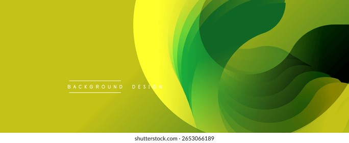 Fundo verde amarelo abstrato. Formas suaves se sobrepõem criando um efeito visual dinâmico. Elemento de design moderno para banners, cabeçalhos.