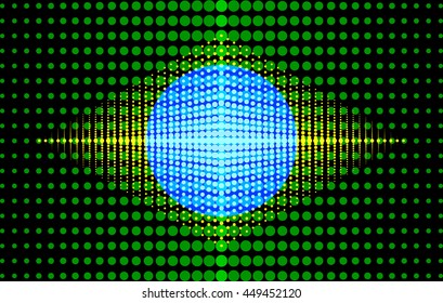 Abstract yellow green blue circles halftone dots background games