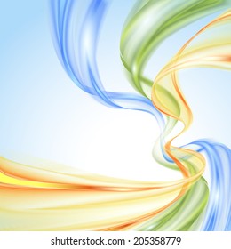 Abstract yellow green blue wave background