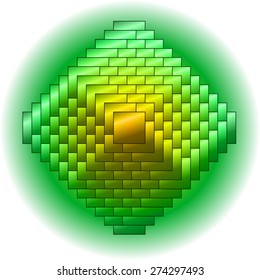 Abstract yellow green bright pyramid of squares