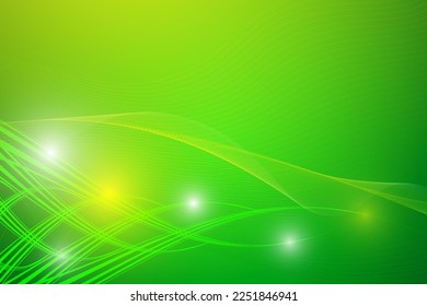 Abstrakter gelber und grüner Hintergrund mit modernen Streifen Muster, Wellenelement, futuristischem Licht. Vektorgrafik.